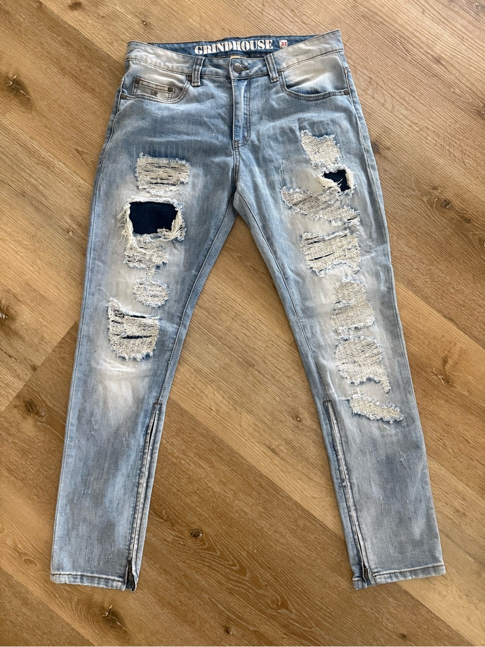 Light Blue Distressed grindhouse Men’s Jeans